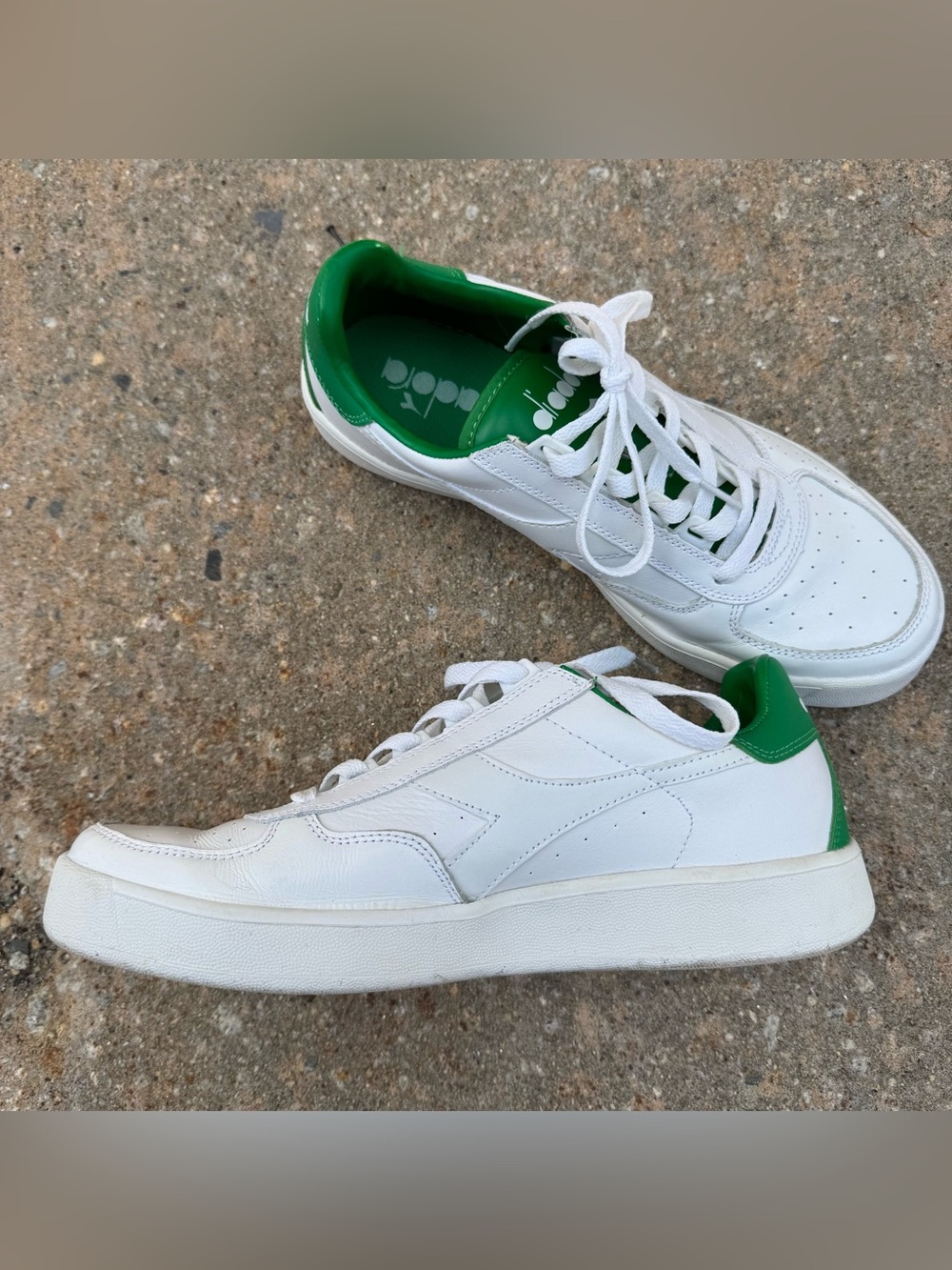 Diadora B Elite Italia Sport Shies Men Size 8 US White Leather Sneakers Italy - Picture 3 of 9
